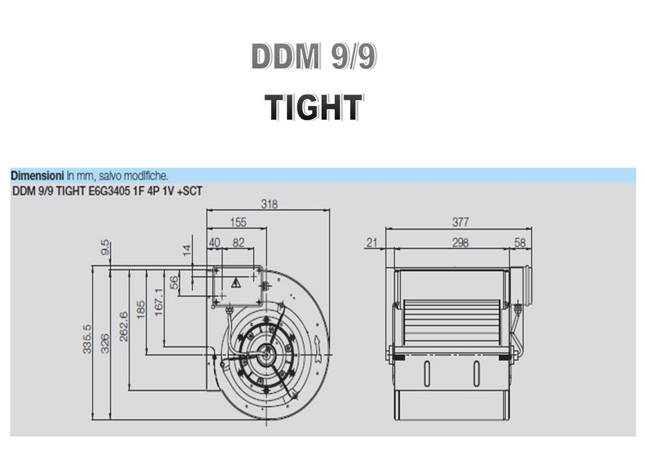 Misure ventilatore Nicotra DDM 9/9 Tight