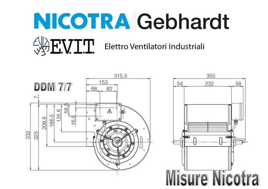Misure ventilatore Nicotra DDM 7/7