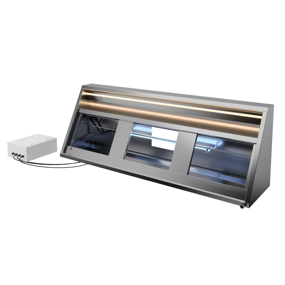 Cappa al fotoplasma in acciaio inox con filtri a labirinto