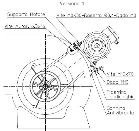 Versione 1: supporto motore con piastrina tendicinghia